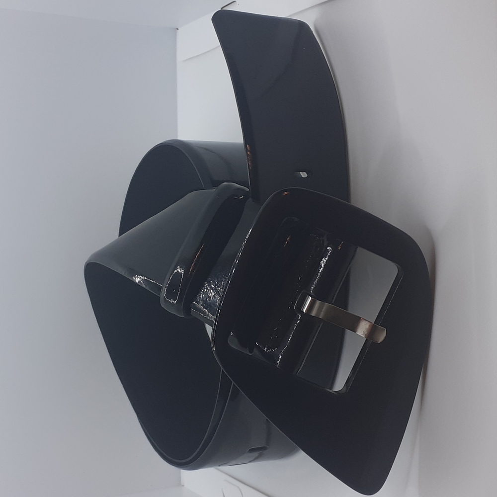 Anne Fontaine Black Italian Leather Belt 42"